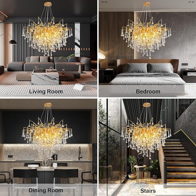 Đèn chùm pha lê hình giọt nước sang trọng SL9014 Đèn chùm pha lê hình giọt nước sang trọng SL9014 - Ảnh 3