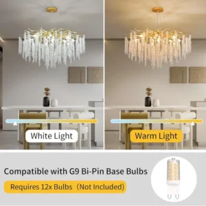 Đèn chùm cành cây pha lê mạ vàng SL9011 den chum pha le phong khach