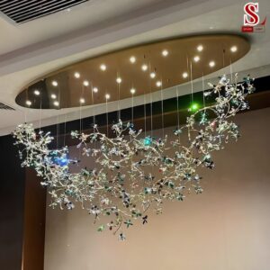 Đèn chùm pha lê cành bông sang trọng fl1020