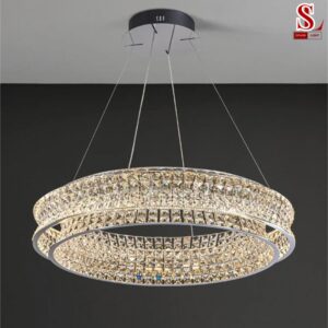 Đèn chùm pha lê hình chữ nhật tròn sang trọng fl1040